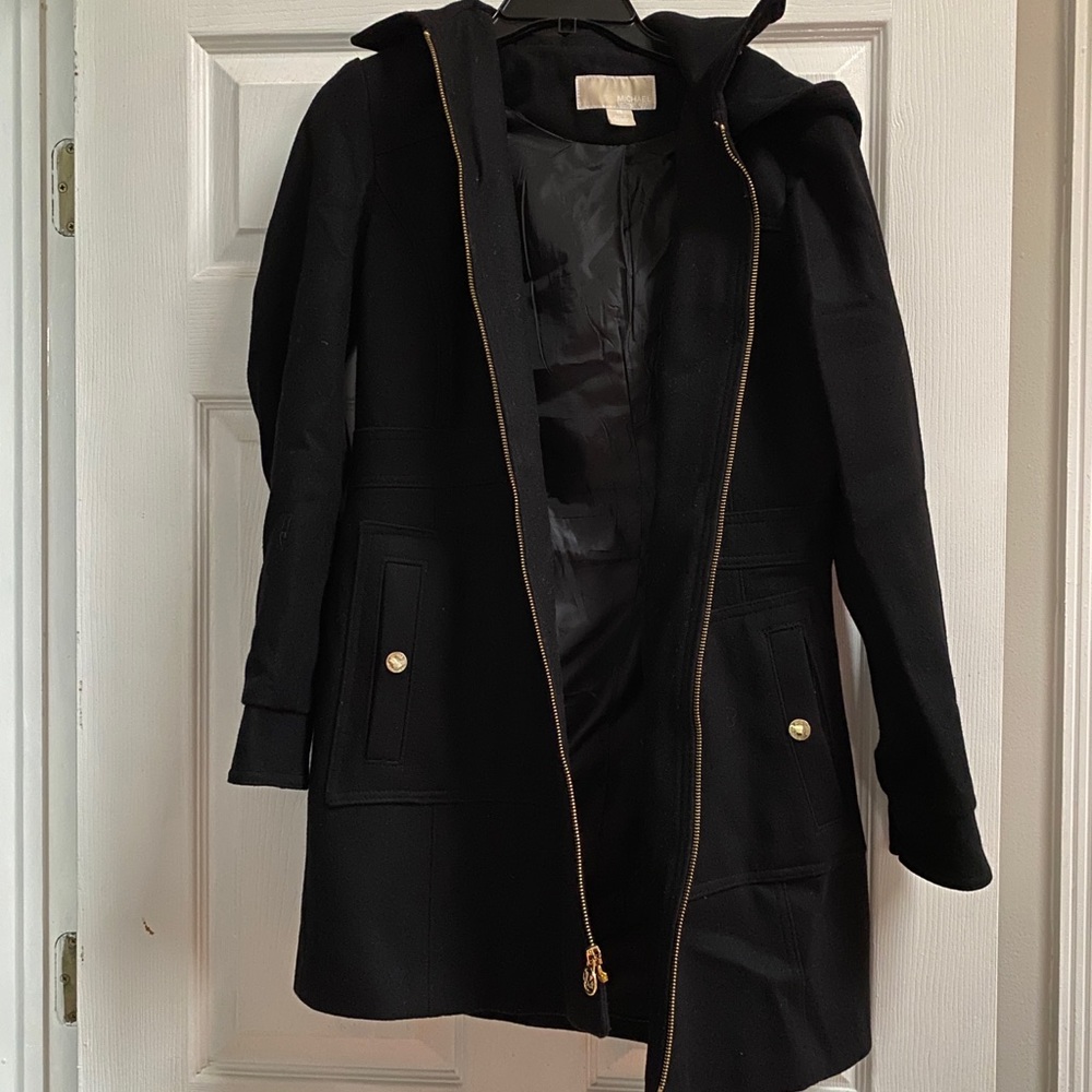 Women’s Michael Kors Black Wool Blend Hooded Jacket Size S